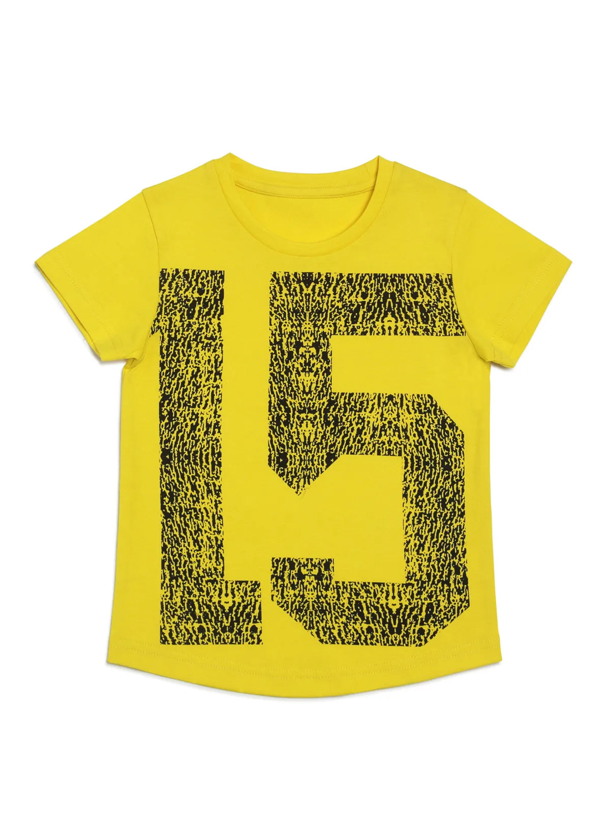 Door74 Unisex Yellow 15 Printed Round Neck T-Shirt - 11-12Y image
