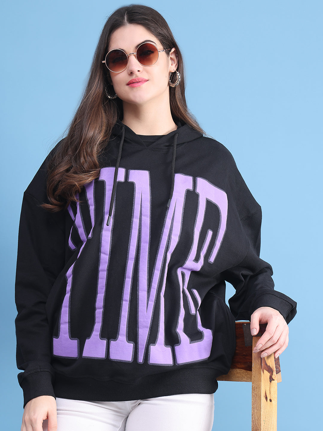 Women Typography Printed Cotton Sweatshirt image 4