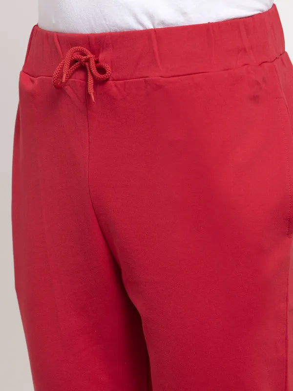 Red Cotton Solid Jogger For Men image 1