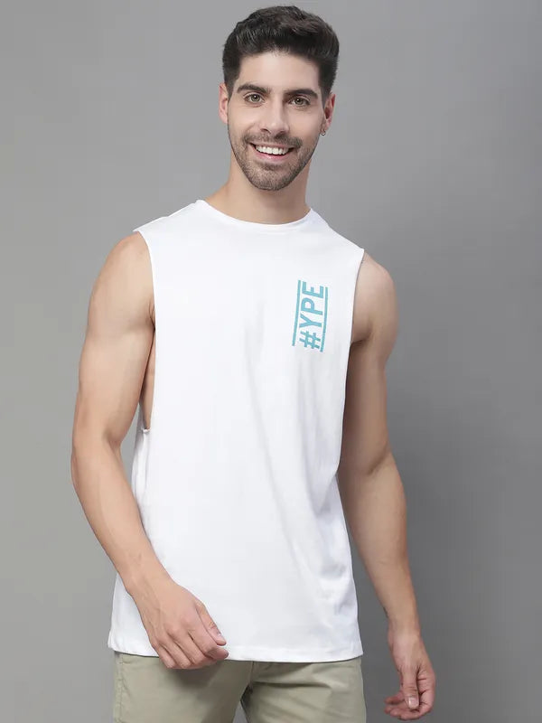 Door74 Hype Printed Drop Armhole White Vest image 4
