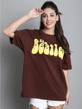 Typography Printed Drop-Shoulder Sleeves Cotton Oversized T-shirt image 0