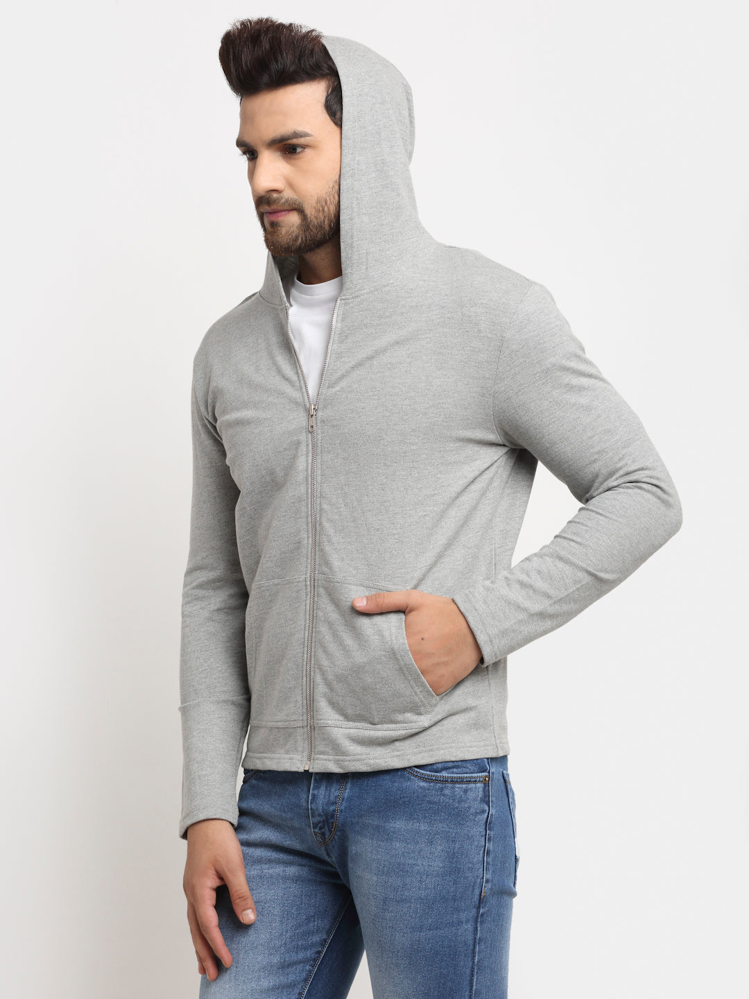 DOOR74 STYLISH HOODED JACKET WITH POCKETS image 4