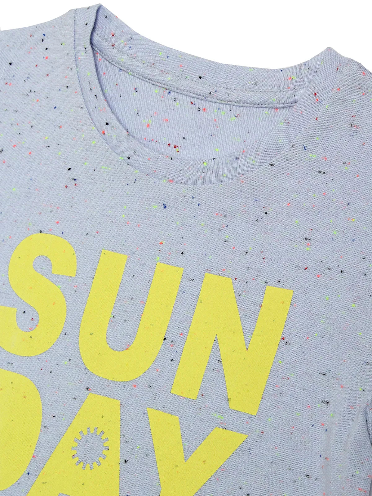 Door74 Unisex Blue Sunday Funday Ptinted Round Neck T-Shirt - 5-6Y image