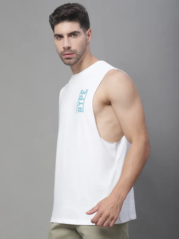 Door74 Hype Printed Drop Armhole White Vest image 2