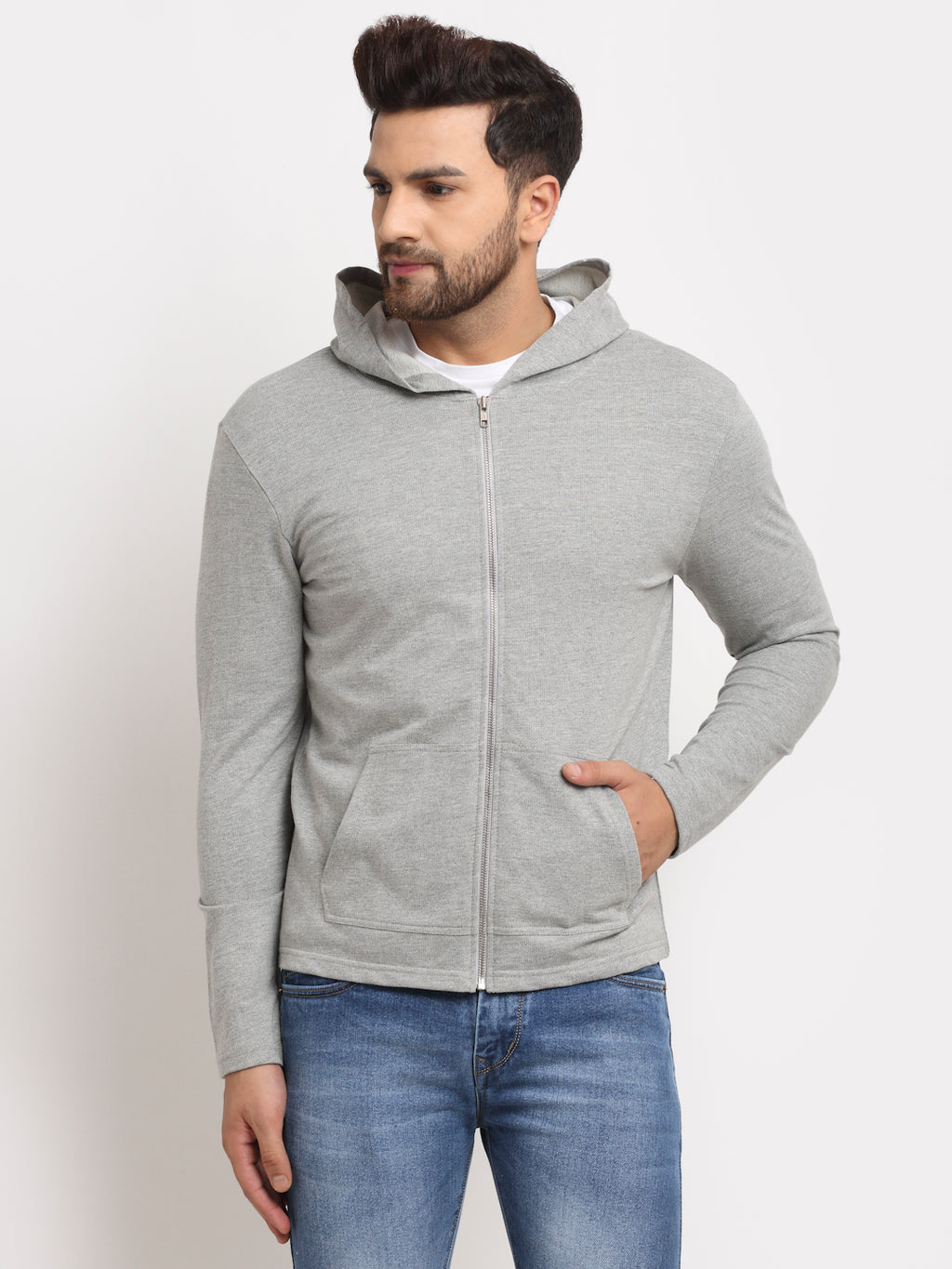 DOOR74 STYLISH HOODED JACKET WITH POCKETS - L image