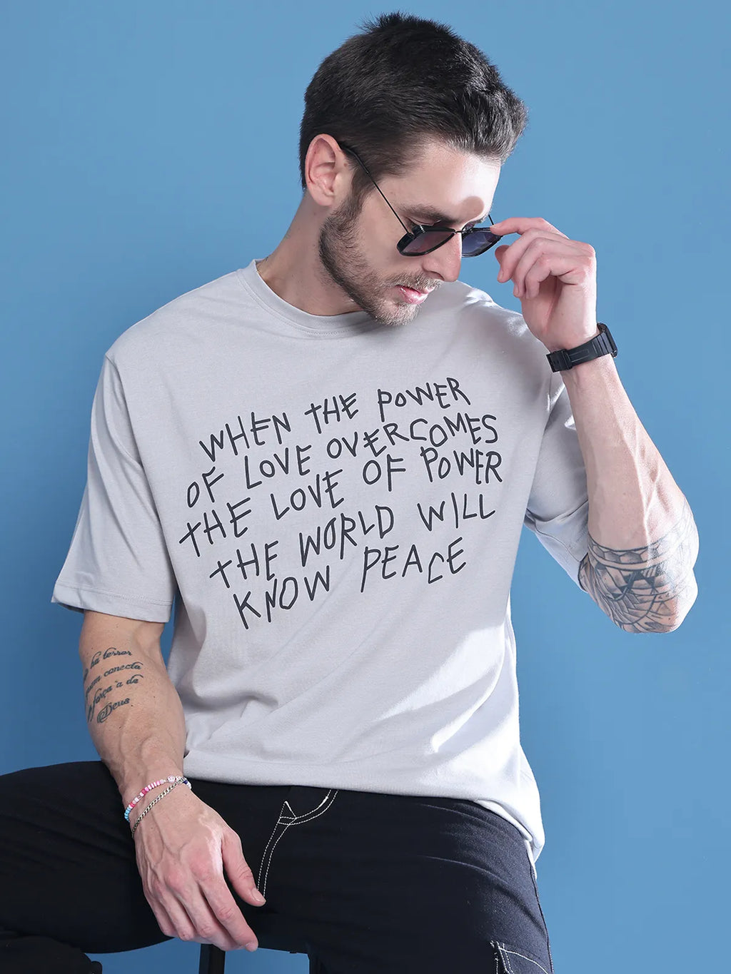 Grey Quote Print t-shirt for Men