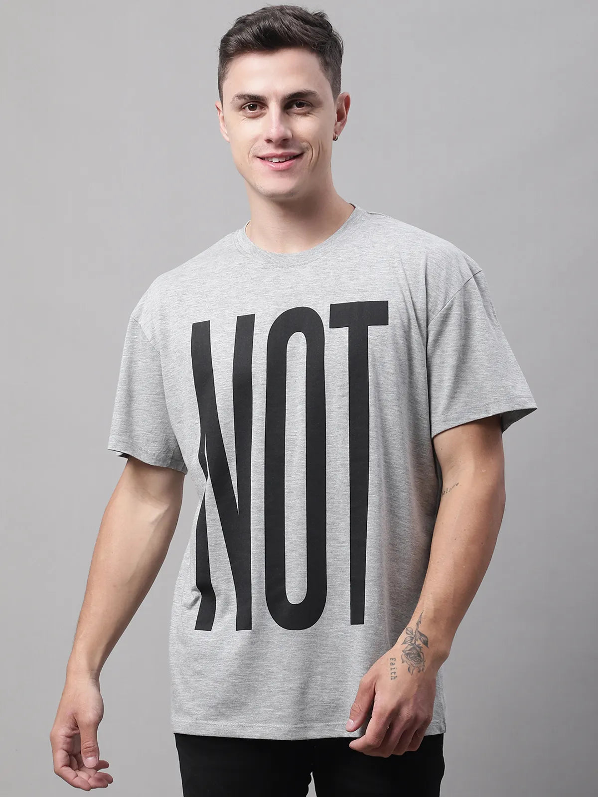 Grey Printed Oversized t-shirt for Men