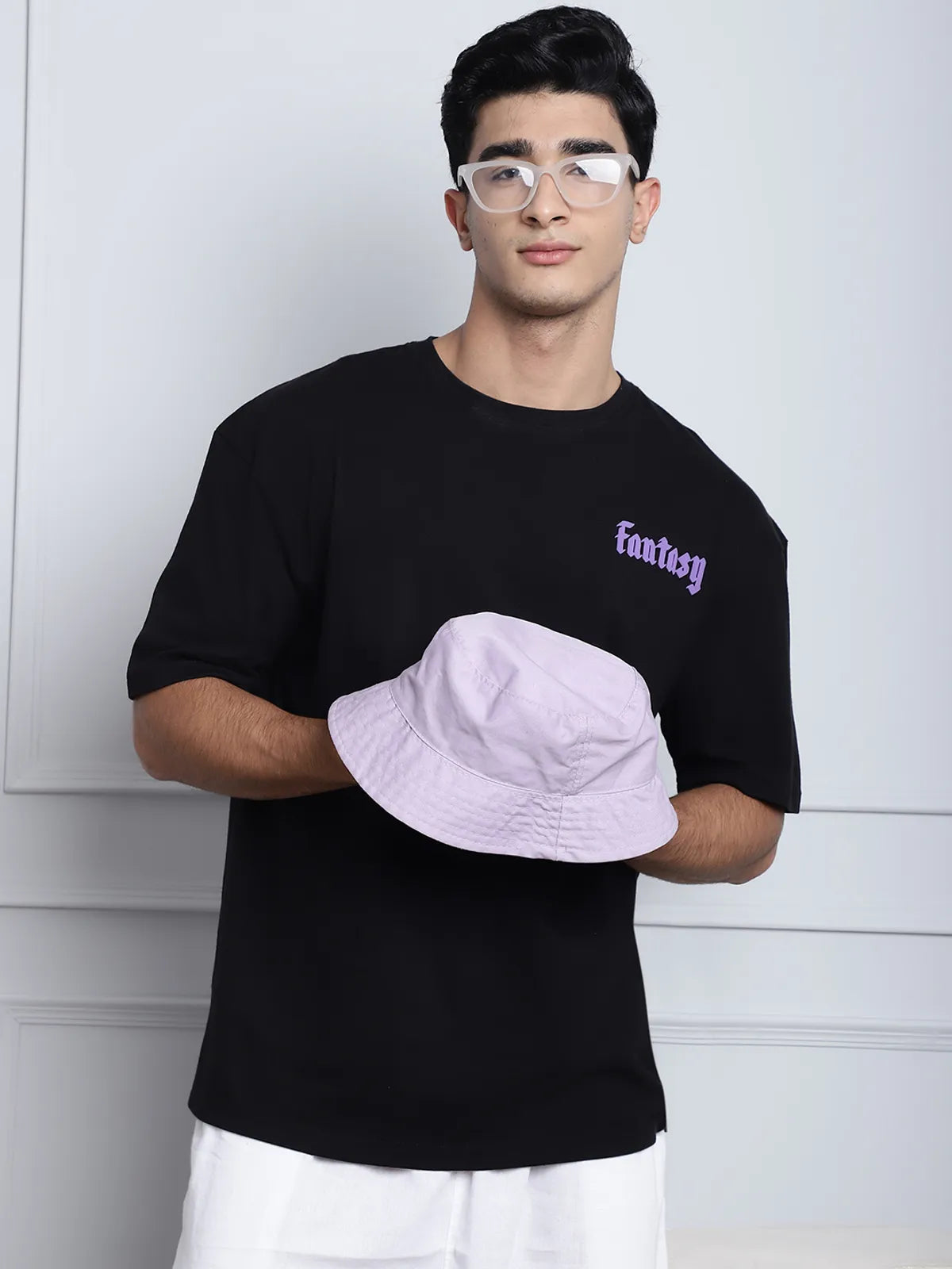 Black Round-Neck Oversized T-shirt For Men