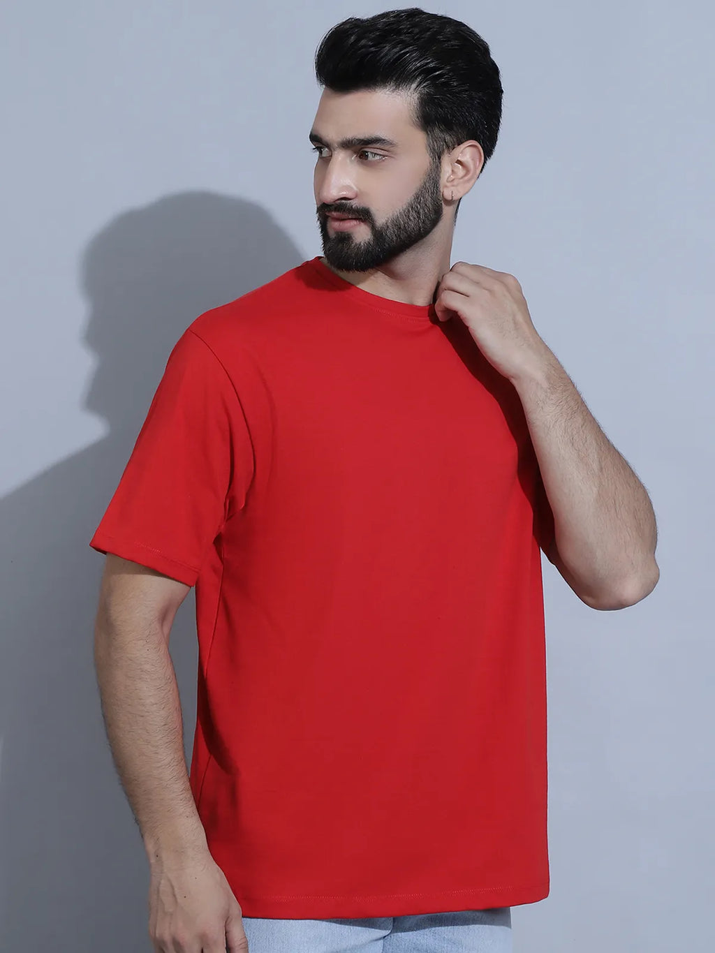 Red Plain Oversized T-shirt For Men