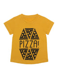 Door74 Unisex Yellow Pizza Printed Round Neck T-Shirt image 0