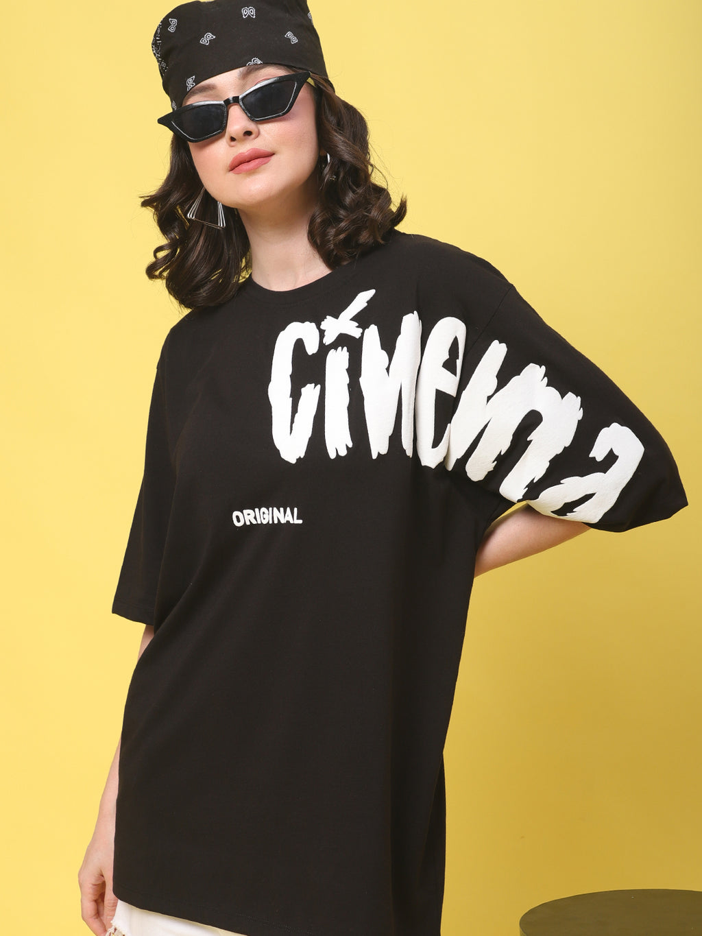 Typography Printed Loose Cotton T-shirt image 1