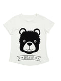 Door74 Unisex Off White Brave Printed Round Neck T-Shirt image 0