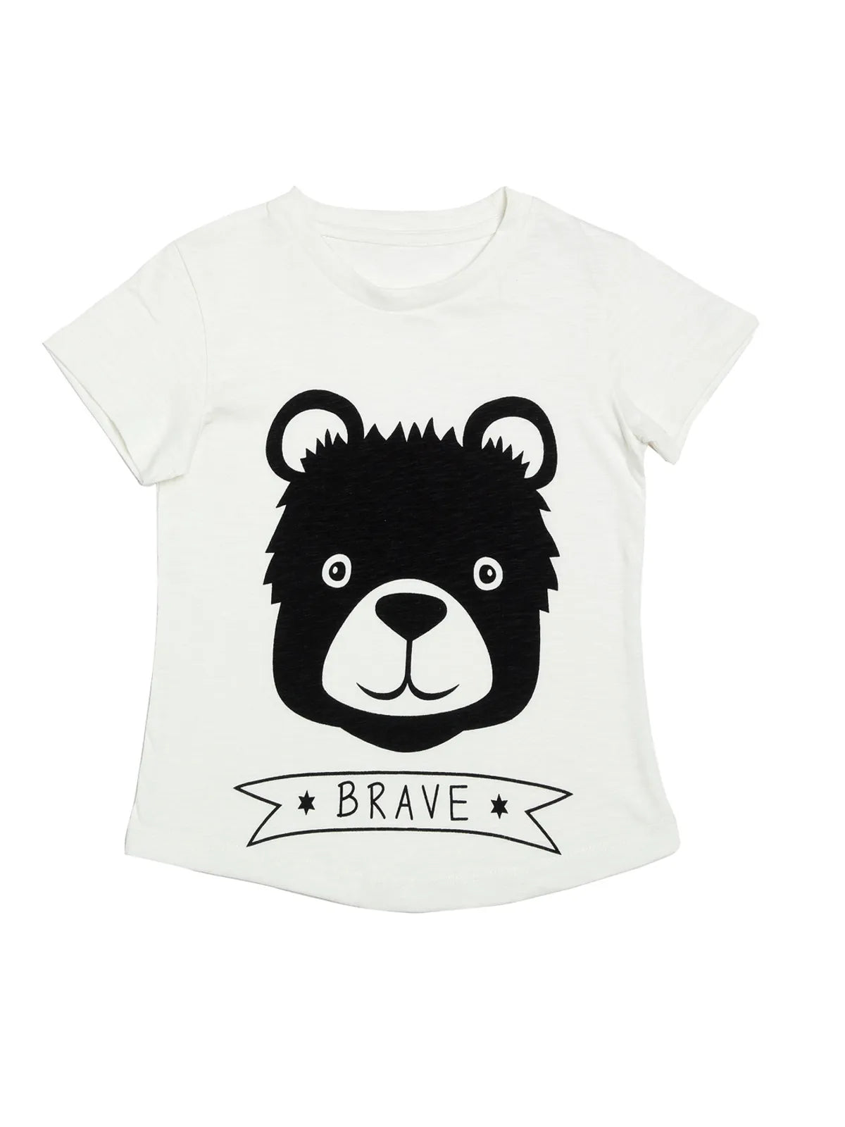 Door74 Unisex Off White Brave Printed Round Neck T-Shirt image 0
