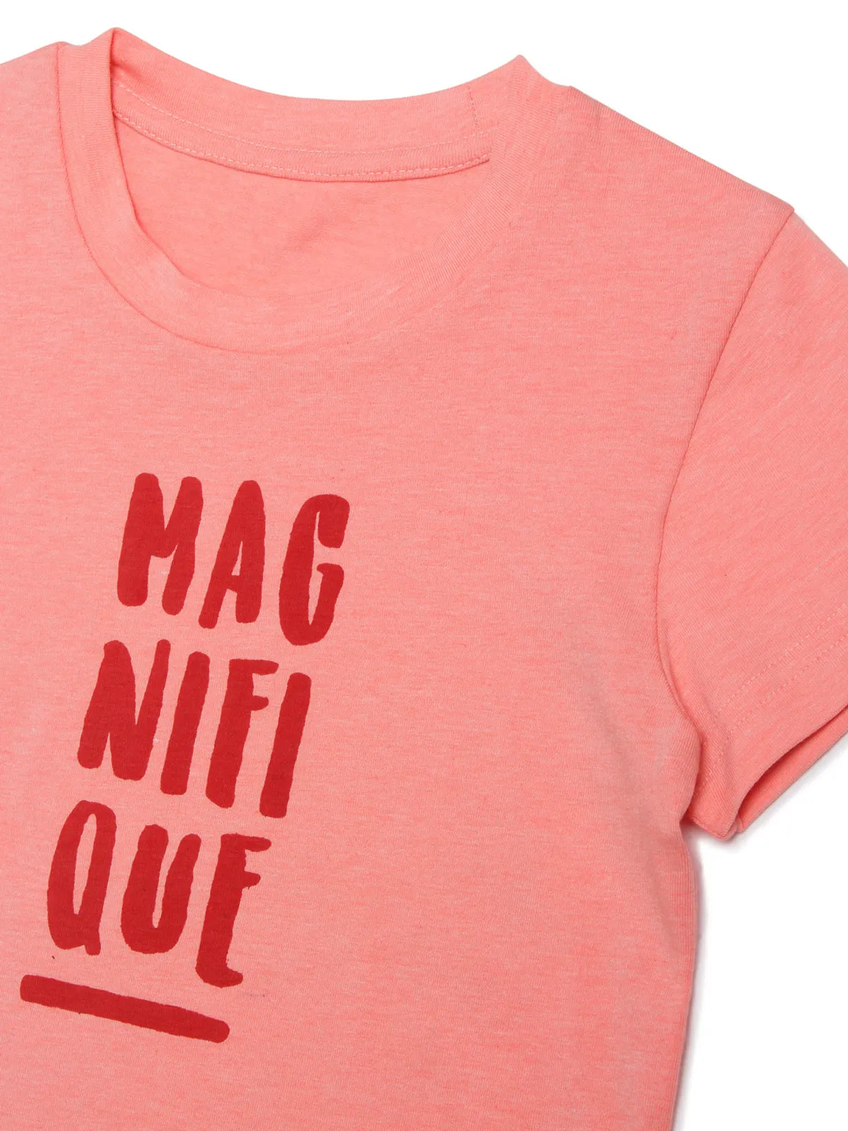 Door74 Unisex Pink Magnifique Ptinted Round Neck T-Shirt - 5-6Y image