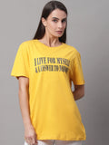 Yellow Printed T-shirt for Women