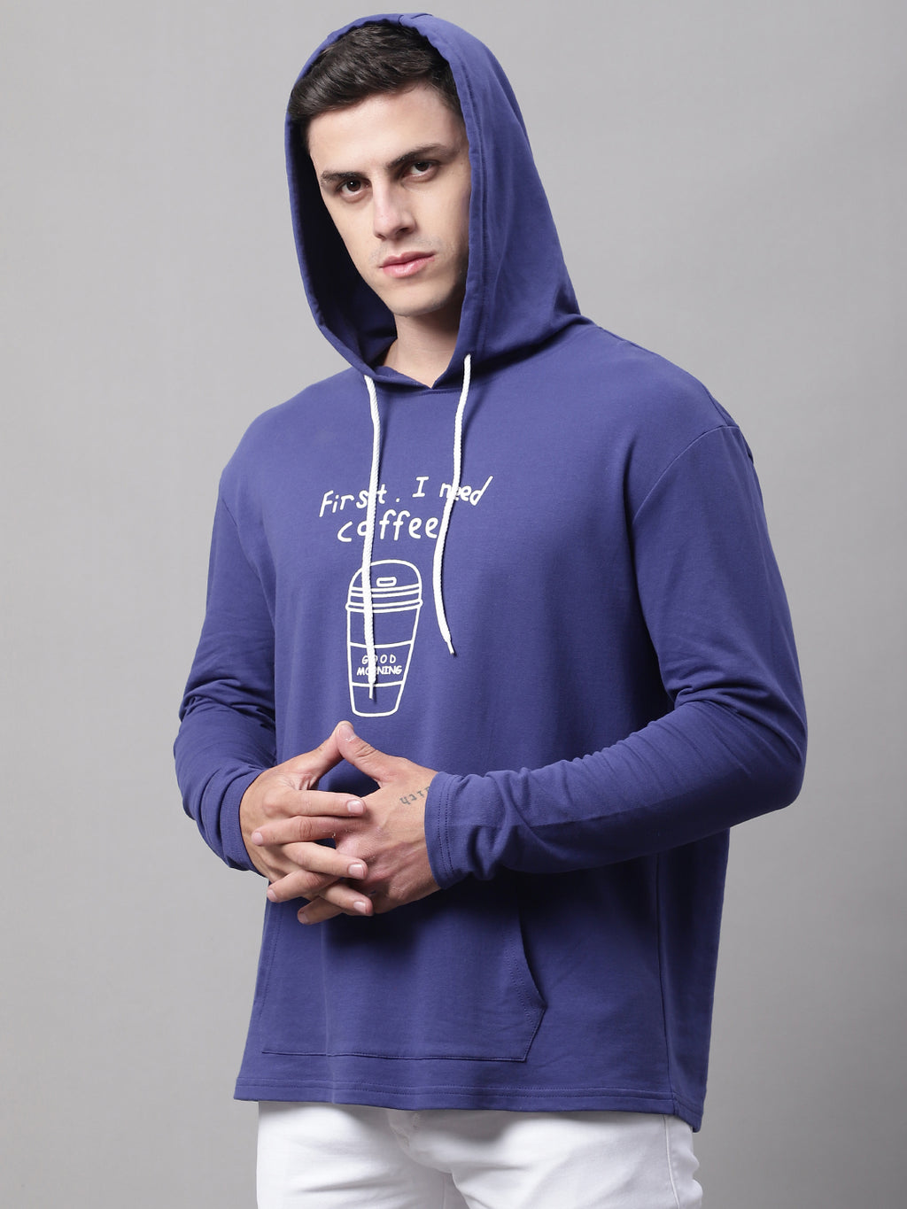 Men's Typography Printed Hooded Sweatshirt image 6