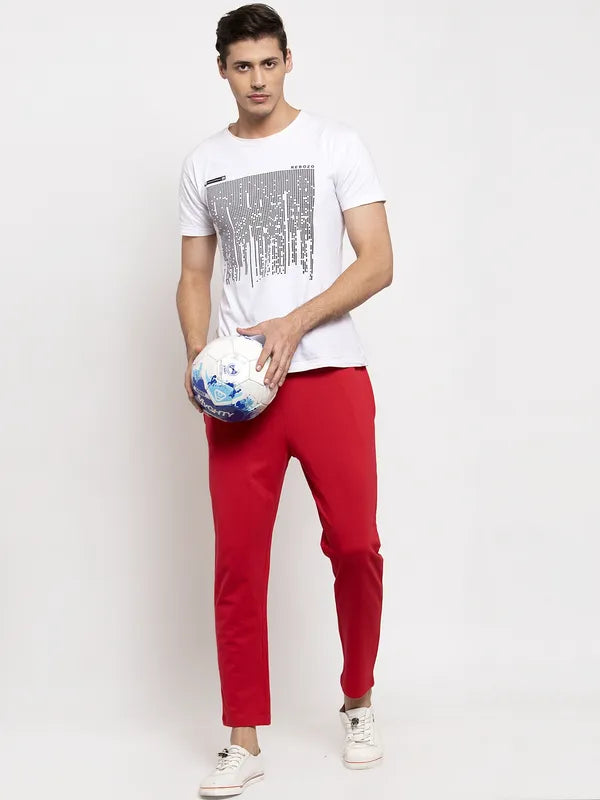 Red Cotton Solid Jogger For Men image 4