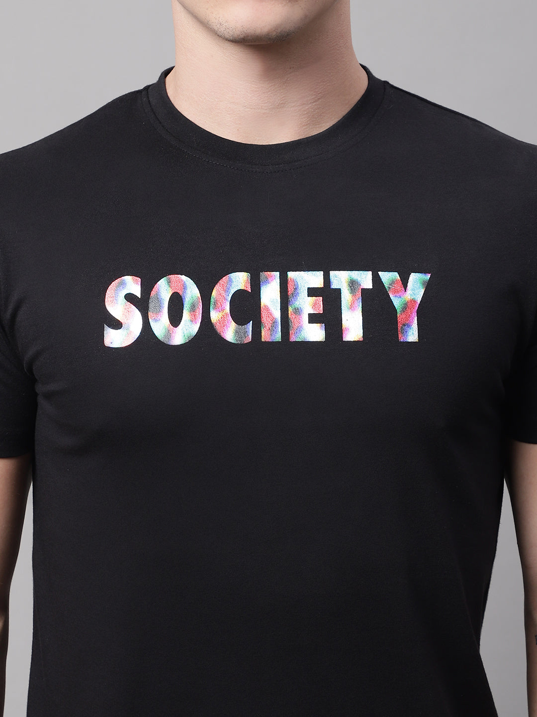 DOOR74 MENS SOCIETY PRINTED BLACK COLOR REGULAR FIT TSHIRT image 2