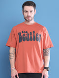 Coral Drop-Shoulder T-shirt For Men With Beatles Print image 0