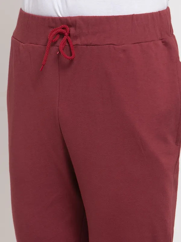 Maroon Cotton Solid Joggers for Men image 1
