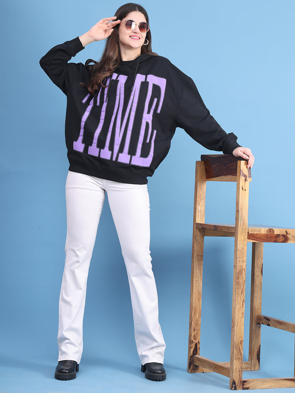Women Typography Printed Cotton Sweatshirt image 5