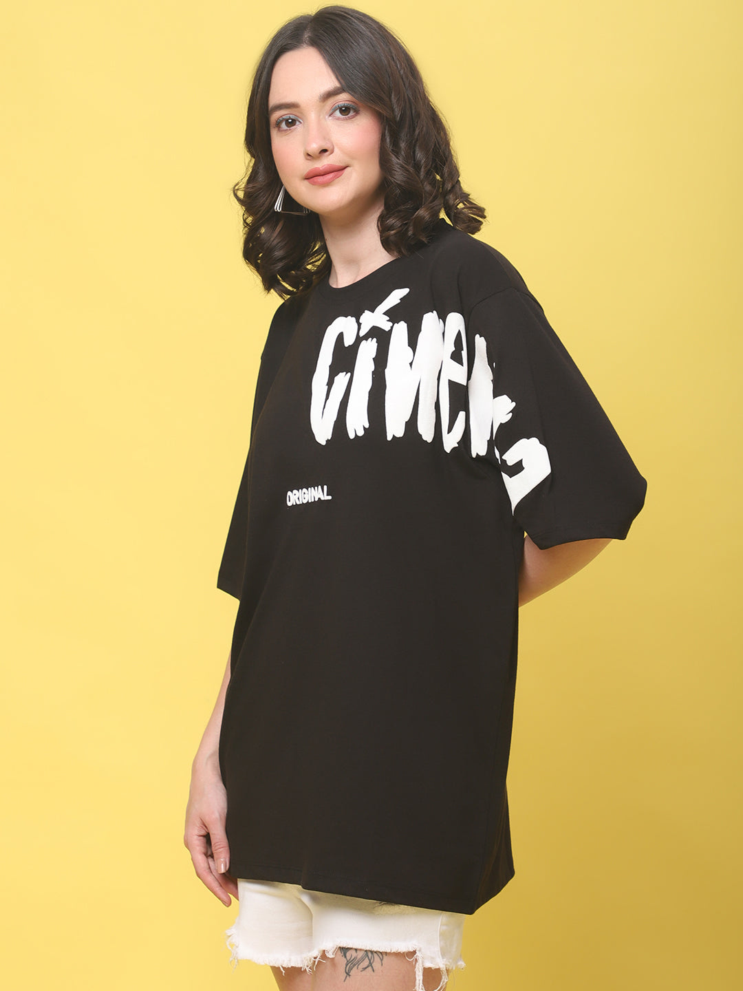 Typography Printed Loose Cotton T-shirt image 5