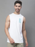 Door74 Hype Printed Drop Armhole White Vest - L image