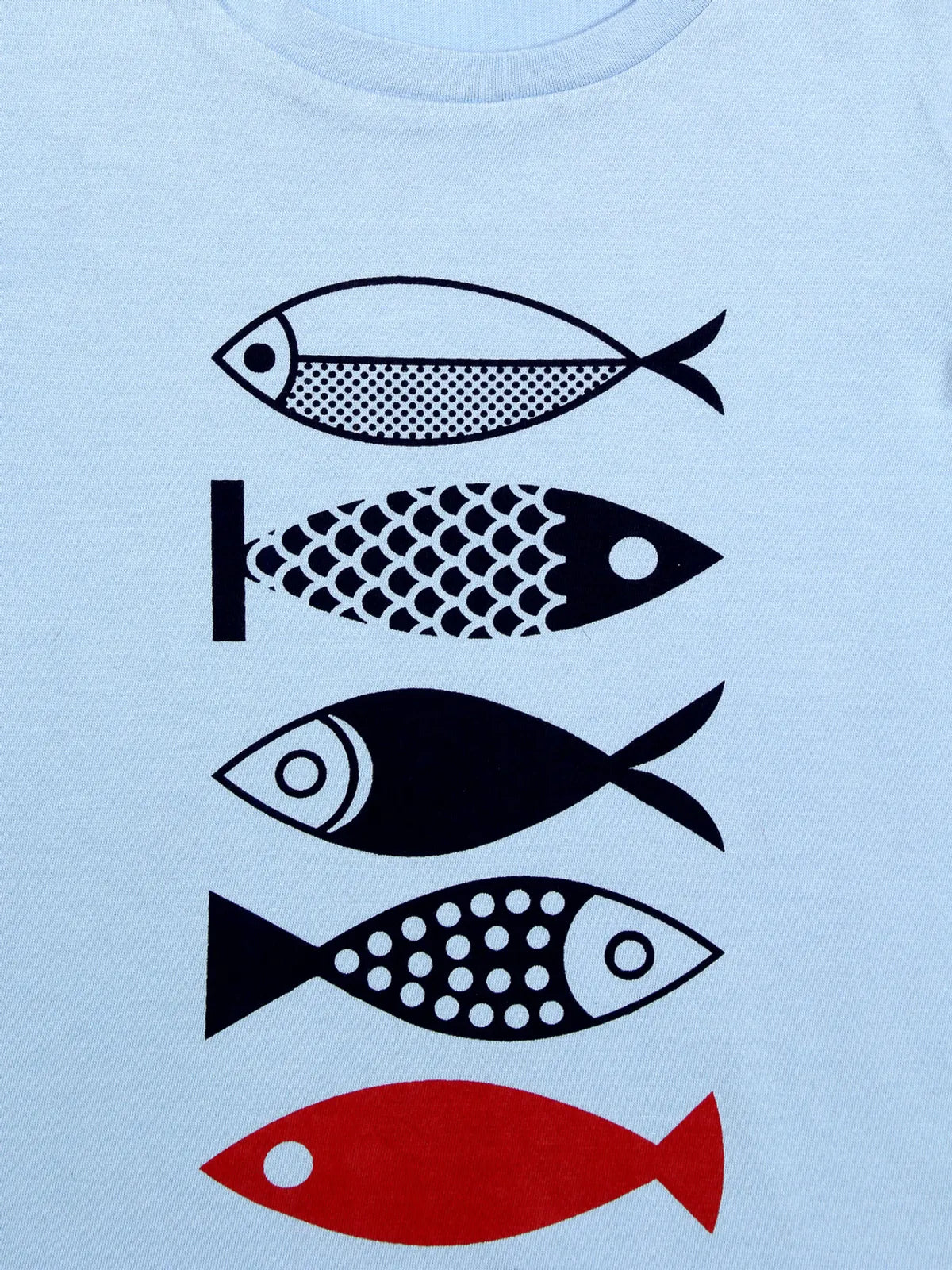 Door74 Unisex Blue Fishes Printed Round Neck T-Shirt - 5-6Y image