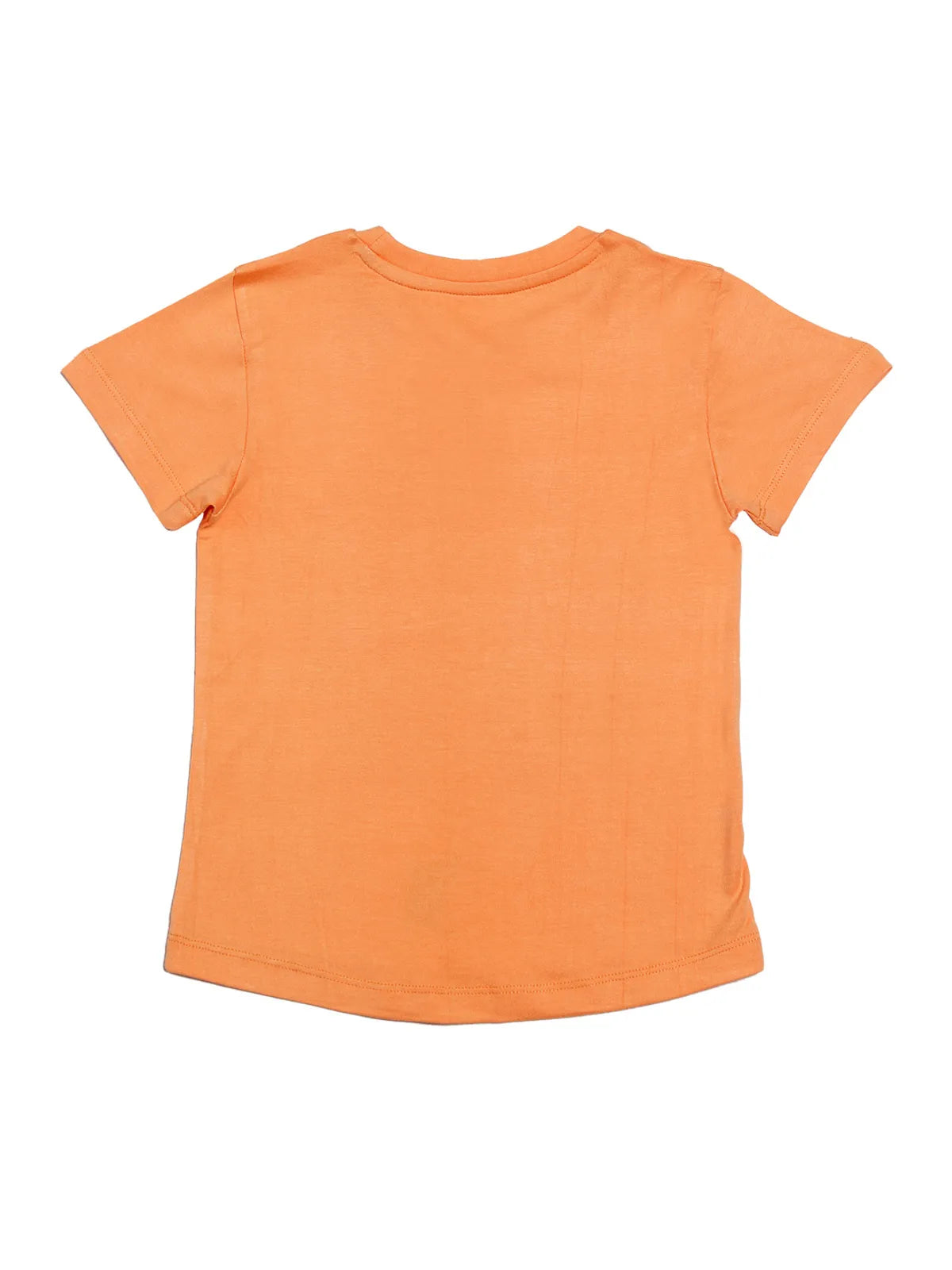 Door74 Unisex Peach Balloon Printed Round Neck T-Shirt - 11-12Y image