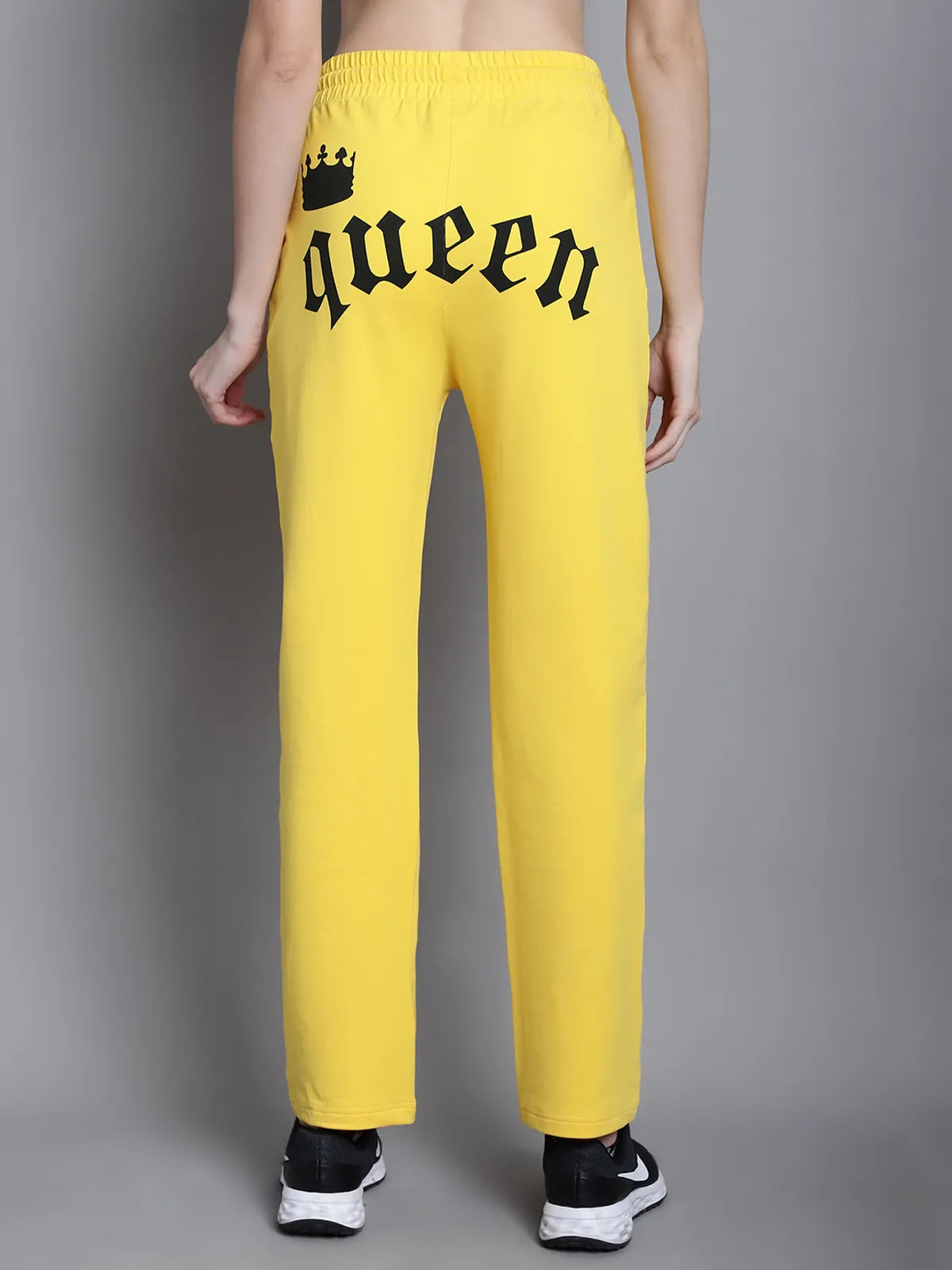 Yellow Cotton Solid Joggers For Women image 5