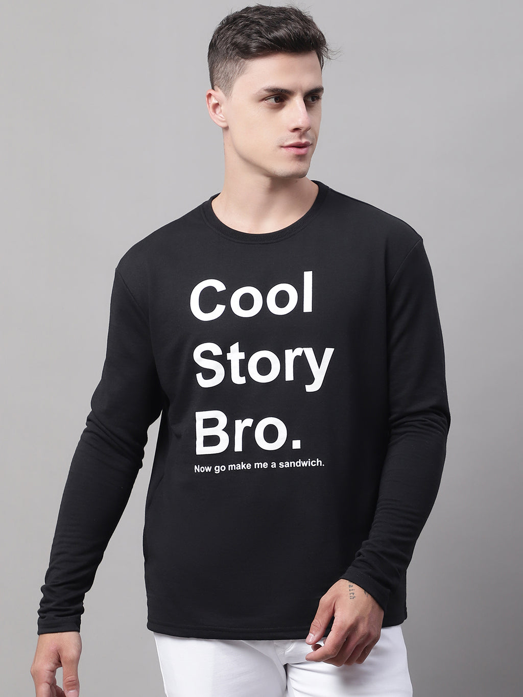 COOL STORY BRO Printed Black-Color Regular-Fit Sweatshirt - L image