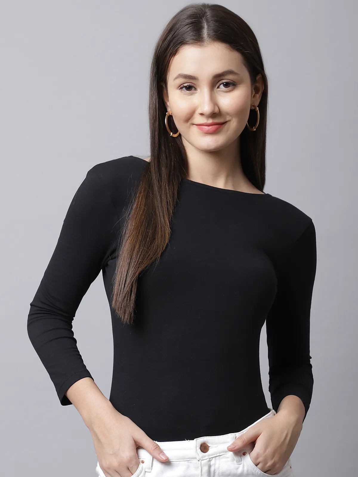 Black Bodysuit For Women - L, Black image