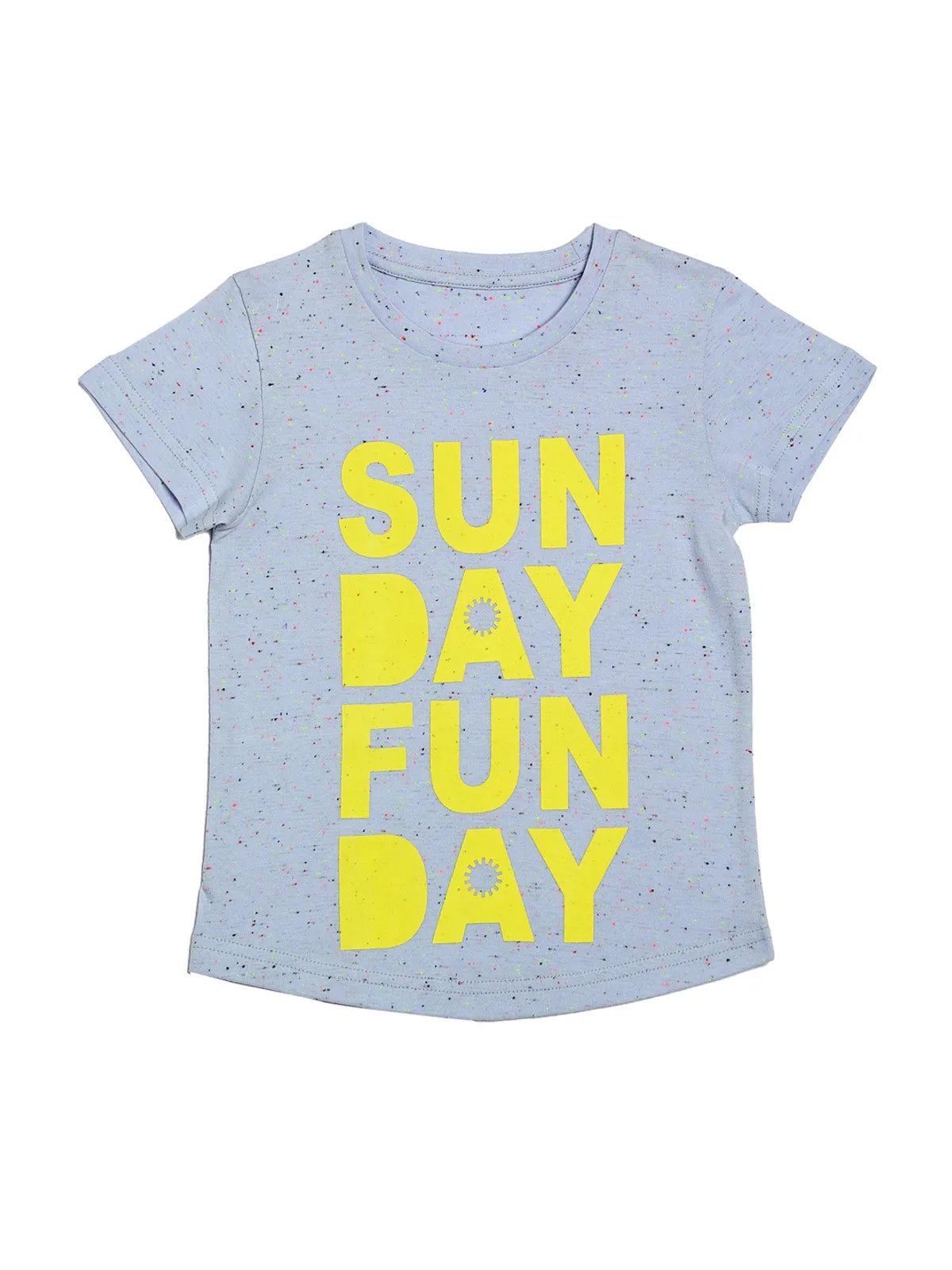 Door74 Unisex Blue Sunday Funday Ptinted Round Neck T-Shirt - 13-14Y image