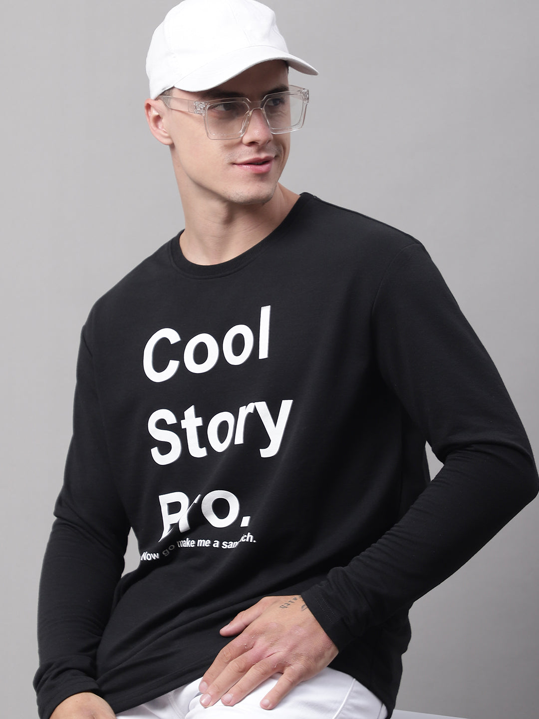 COOL STORY BRO Printed Black-Color Regular-Fit Sweatshirt image 1