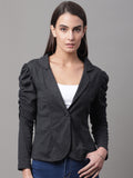 Women Black Solid Blazer image 0