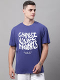 Change Thoughts Printed Navy-Color Oversize-Fit T-shirt image 0