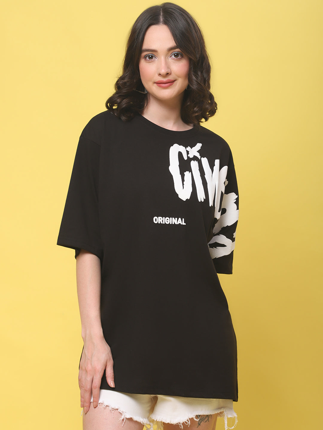 Typography Printed Loose Cotton T-shirt image 0