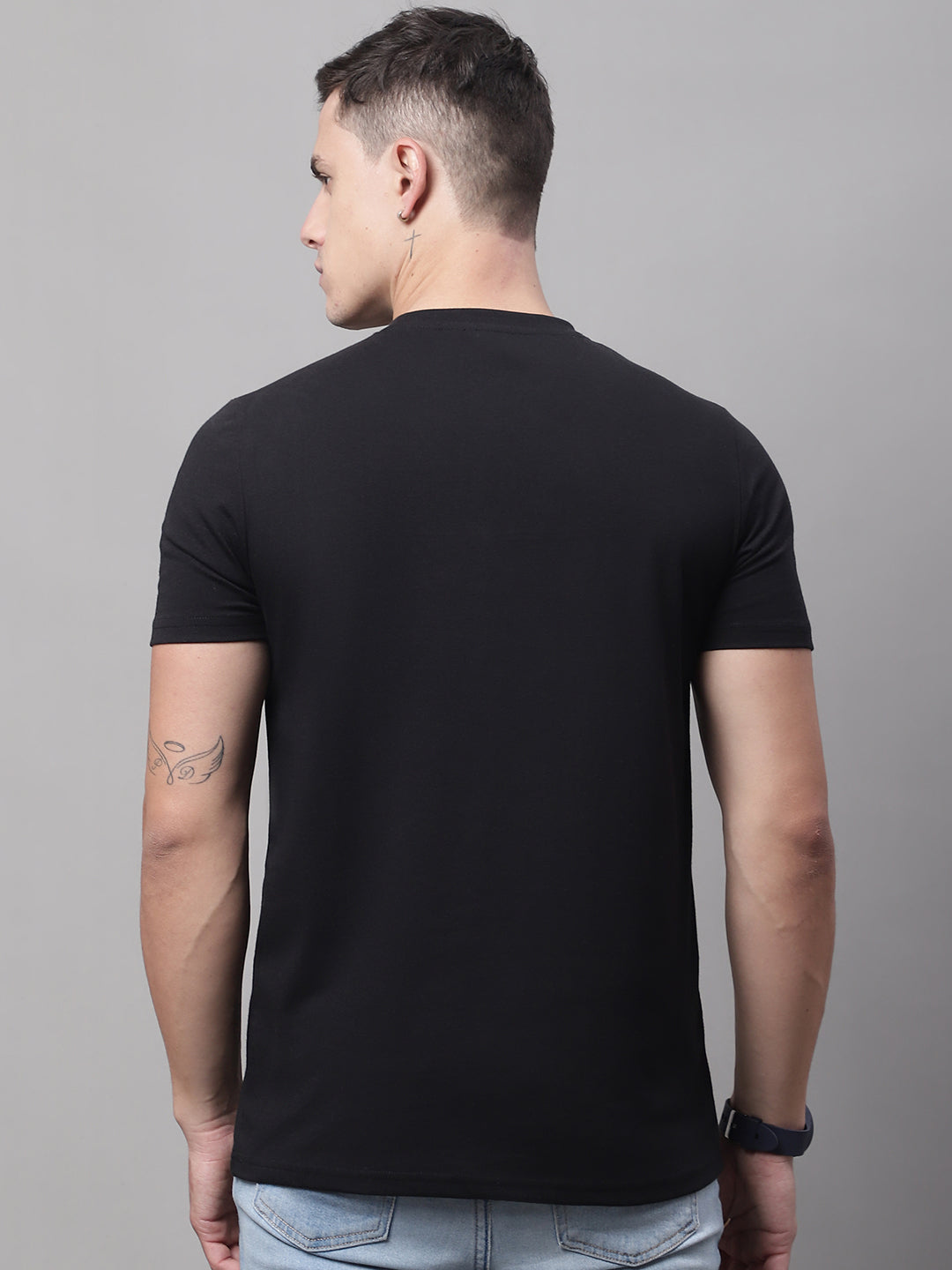 DOOR74 MENS SOCIETY PRINTED BLACK COLOR REGULAR FIT TSHIRT image 1