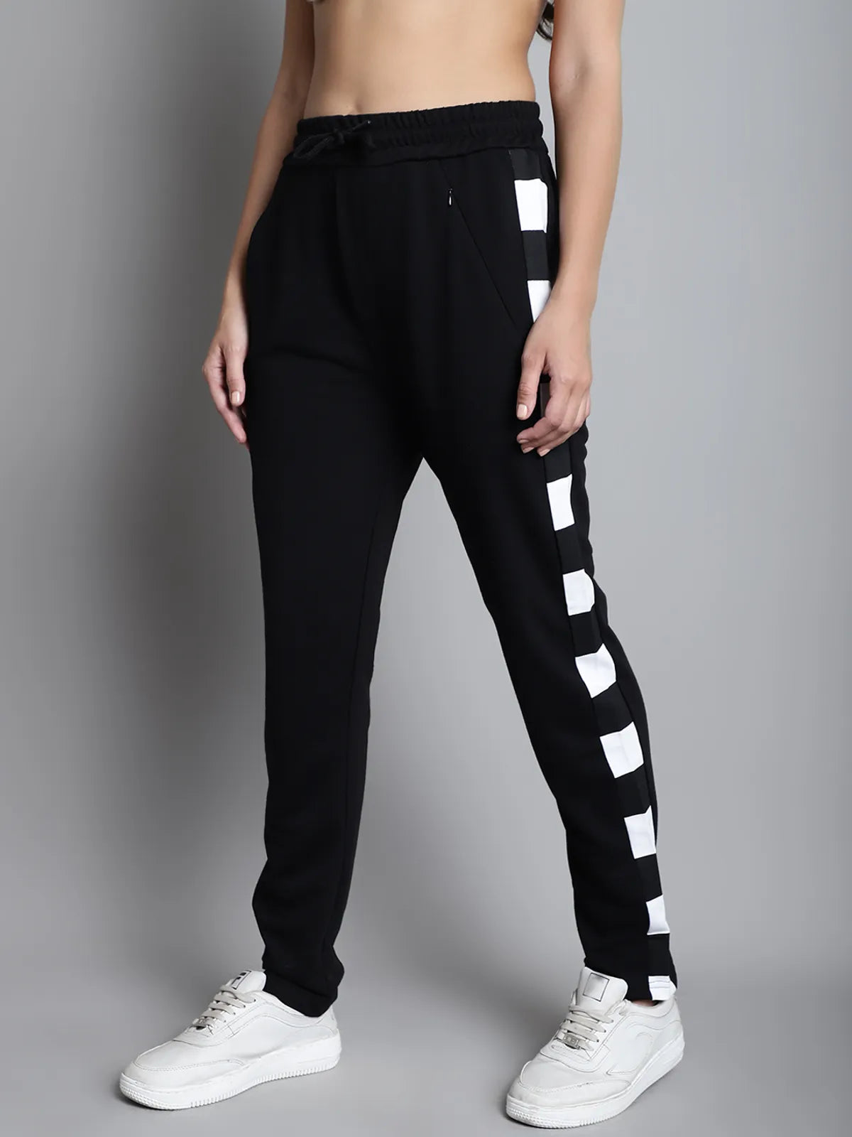 Black Cotton Printed Joggers For Women image 0