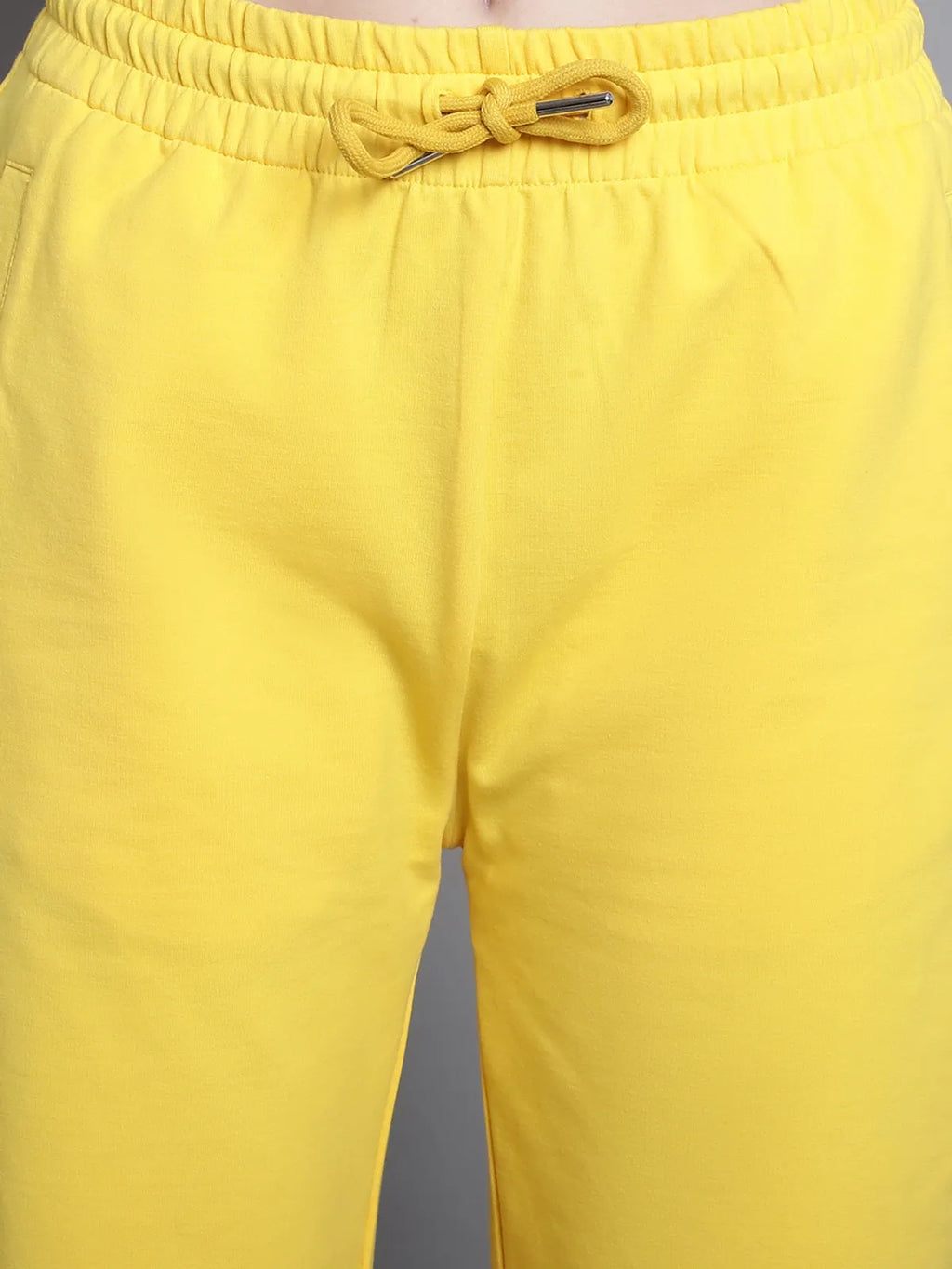 Yellow Cotton Solid Joggers For Women image 2