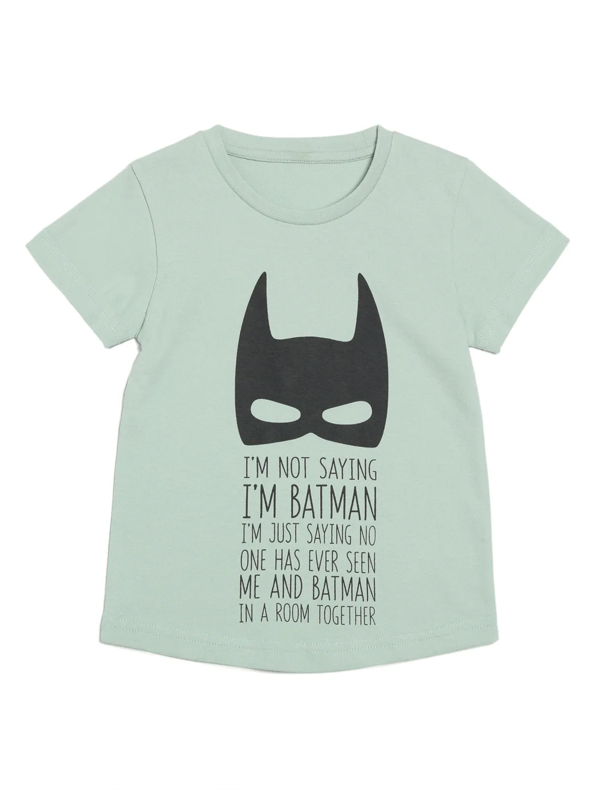 Door74 Boys Green I'm Batman Printed Round Neck T-Shirt - 11-12Y image