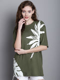 Women's Floral Printed Drop Shoulder Sleeves Oversized T-Shirt image 0