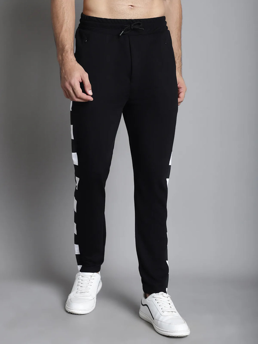 Black Cotton Printed Joggers For Men - L, Black image