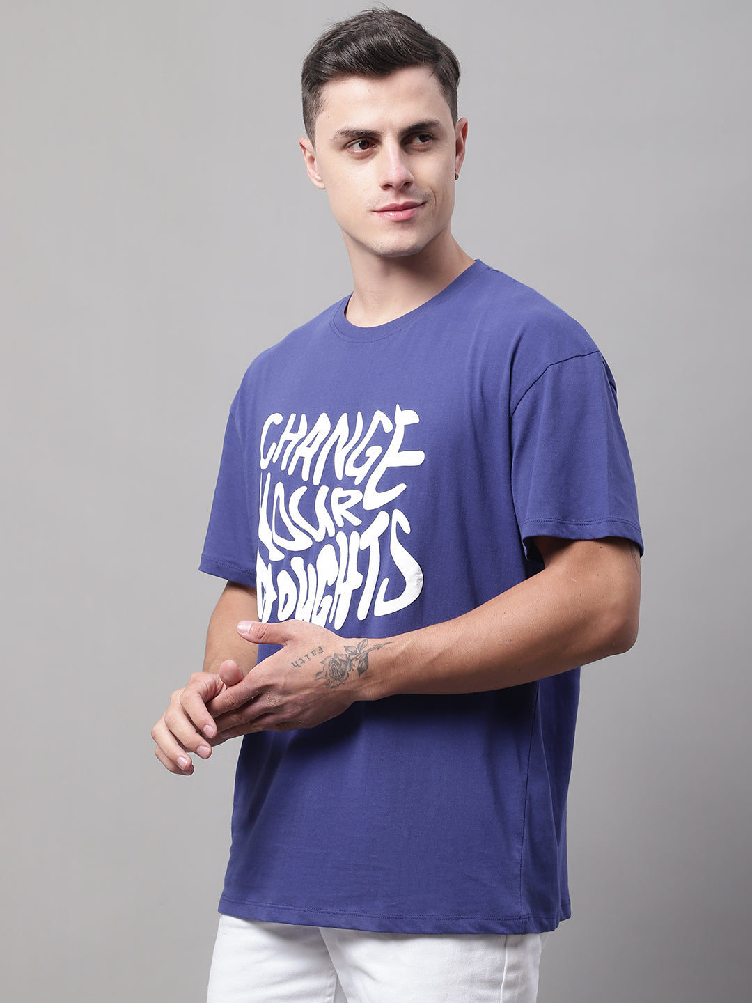 Change Thoughts Printed Navy-Color Oversize-Fit T-shirt (Copy) image 2