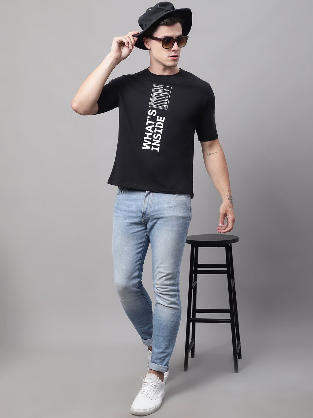 Whats Inside Printed Black Color Regular Fit T-shirt image 2
