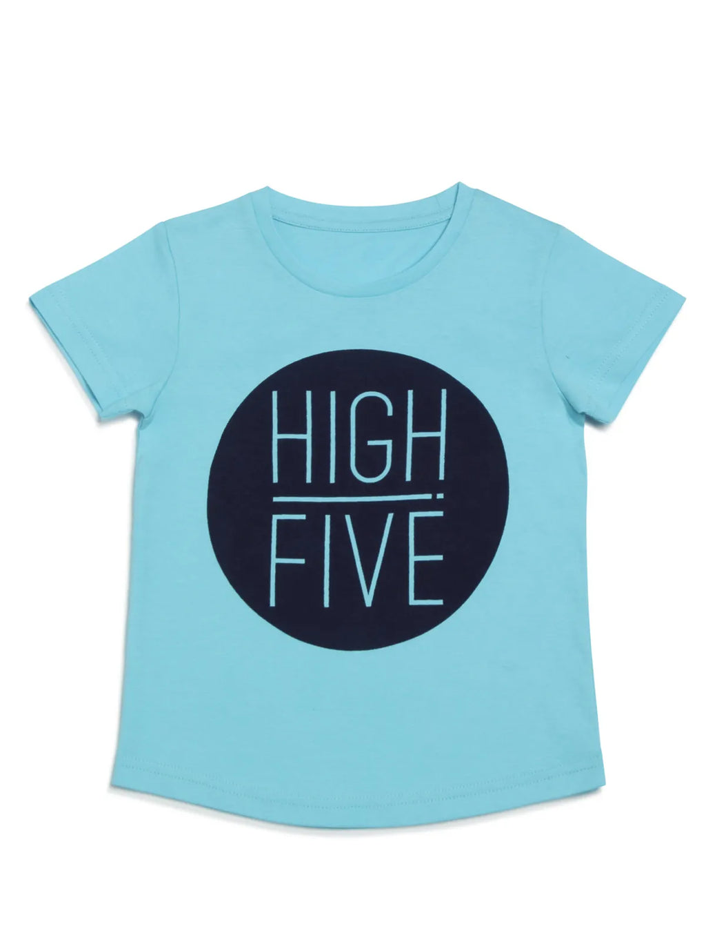 Door74 Unisex Blue High Five Printed Round Neck T-Shirt - 7-8Y image