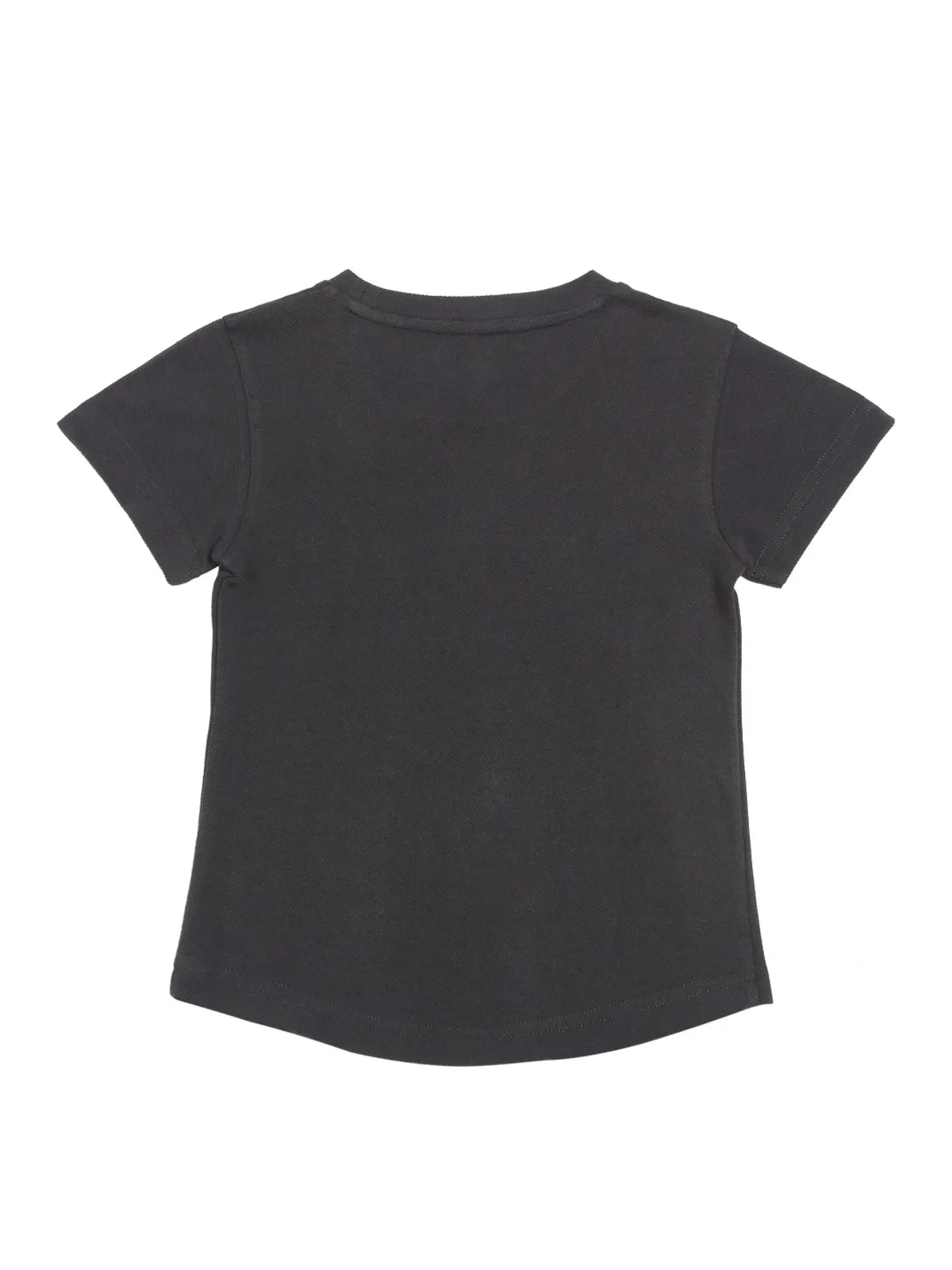 Door74 Unisex Grey No Printed Round Neck T-Shirt - 13-14Y image