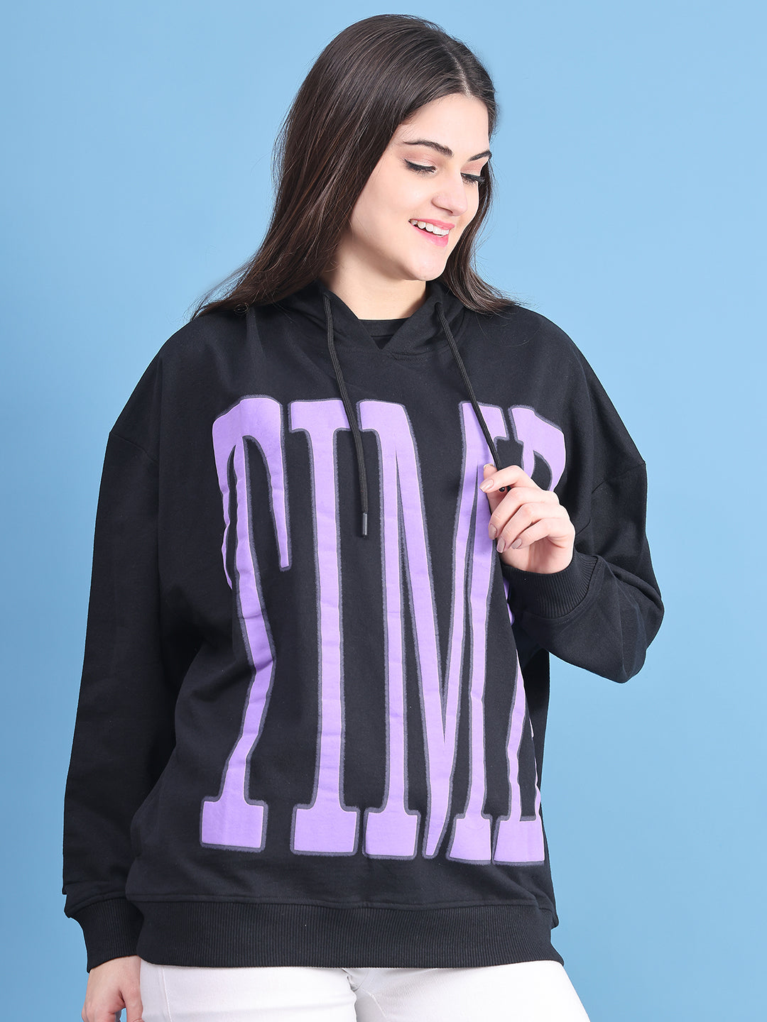 Women Typography Printed Cotton Sweatshirt image 1