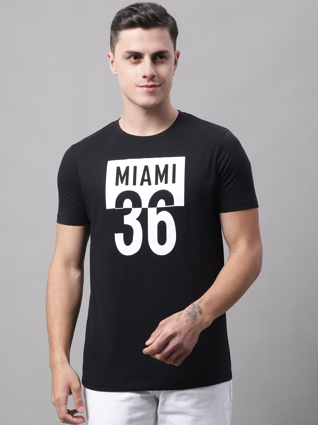 Miami Printed Black Color Regular Fit T-shirt image 4
