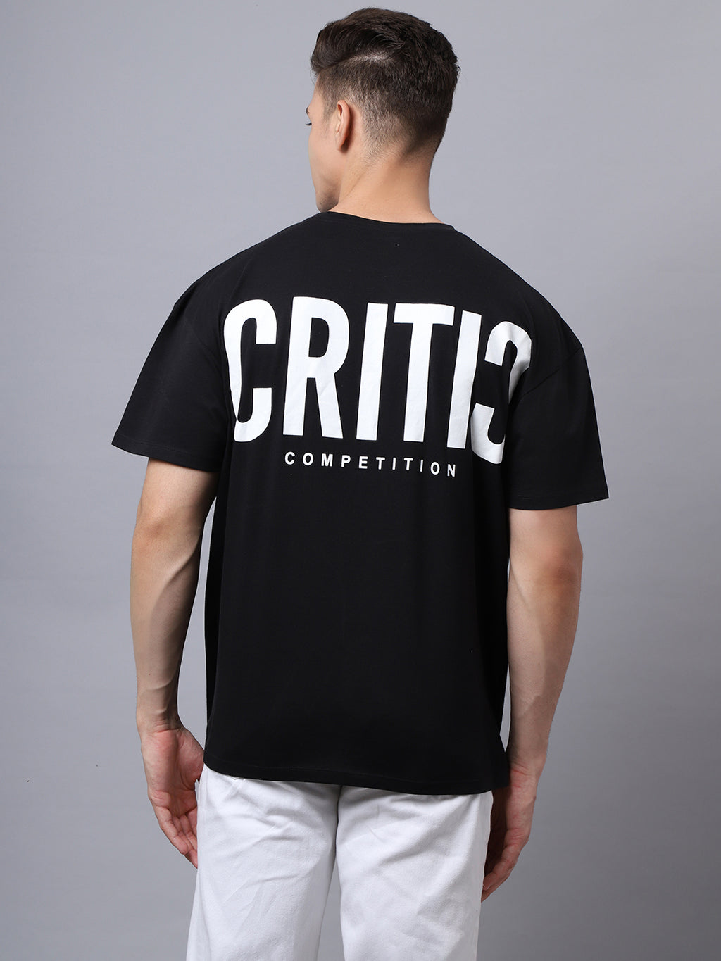 Men's Black Round Neck Oversized T-shirt For Casual Days image 6